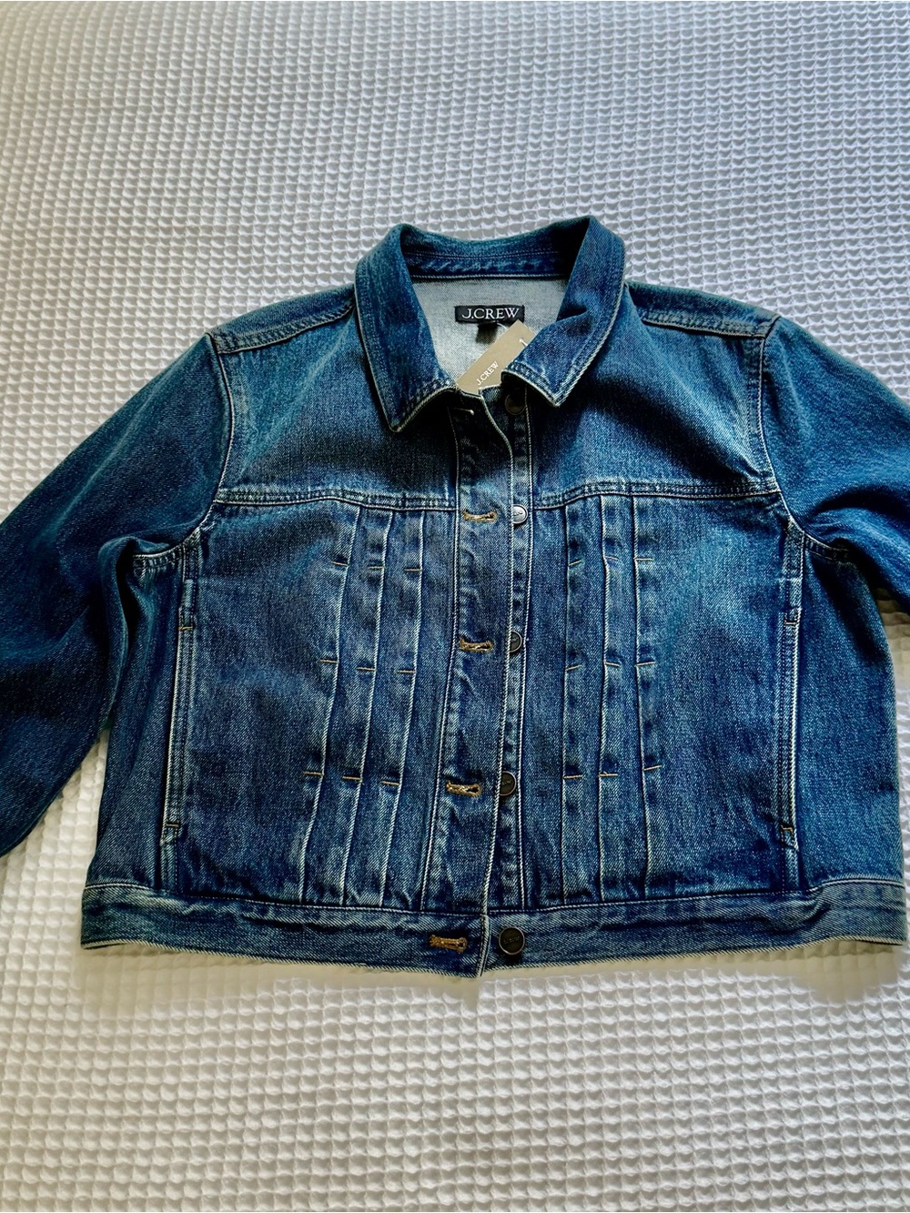 JCrew NWT Cropped Denim Jacket with Pintucks END OF SUMMER HOT DEAL $49🔥🔥 - Picture 5 of 14